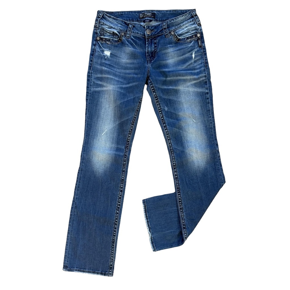 SILVER JEANS Women's Mid-Rise Distressed Suki Baby Boot Jeans - Size 30